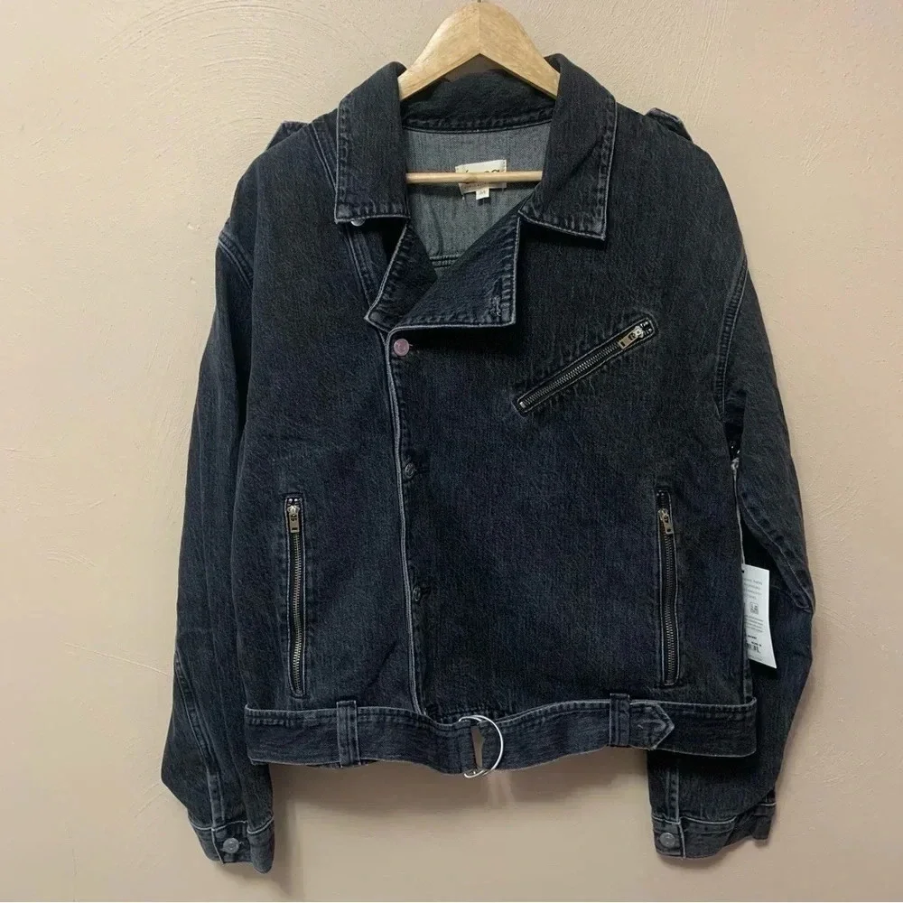 ETICA Malloy Moto Jacket in Black Ice Size Medium NWT New Revolve